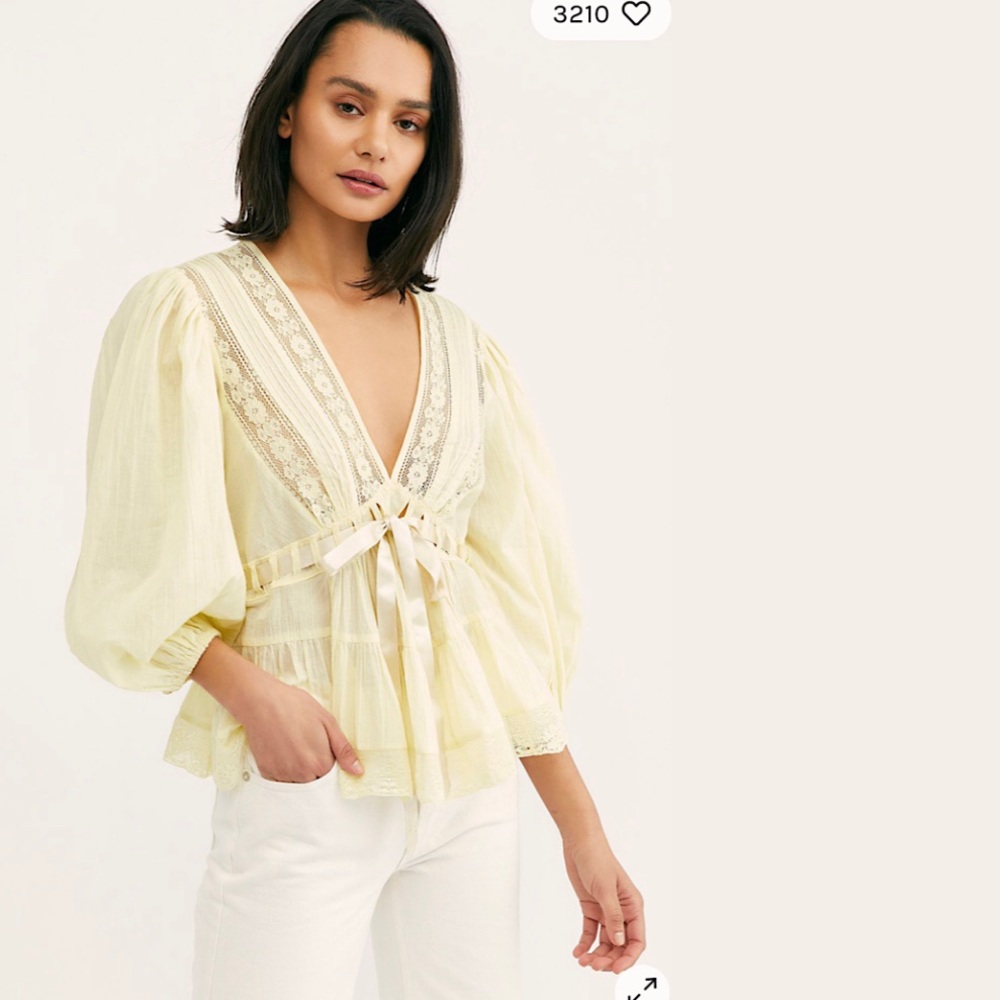 Free People Women Favorite Romance Puff Sleeve Top